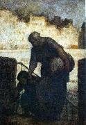 Honore  Daumier Laundress on the Quai d'Anjou oil on canvas